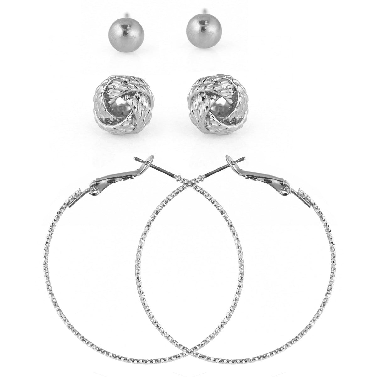 SILVER 3 PAIR POST EARRINGS#SQGN1031-0004S