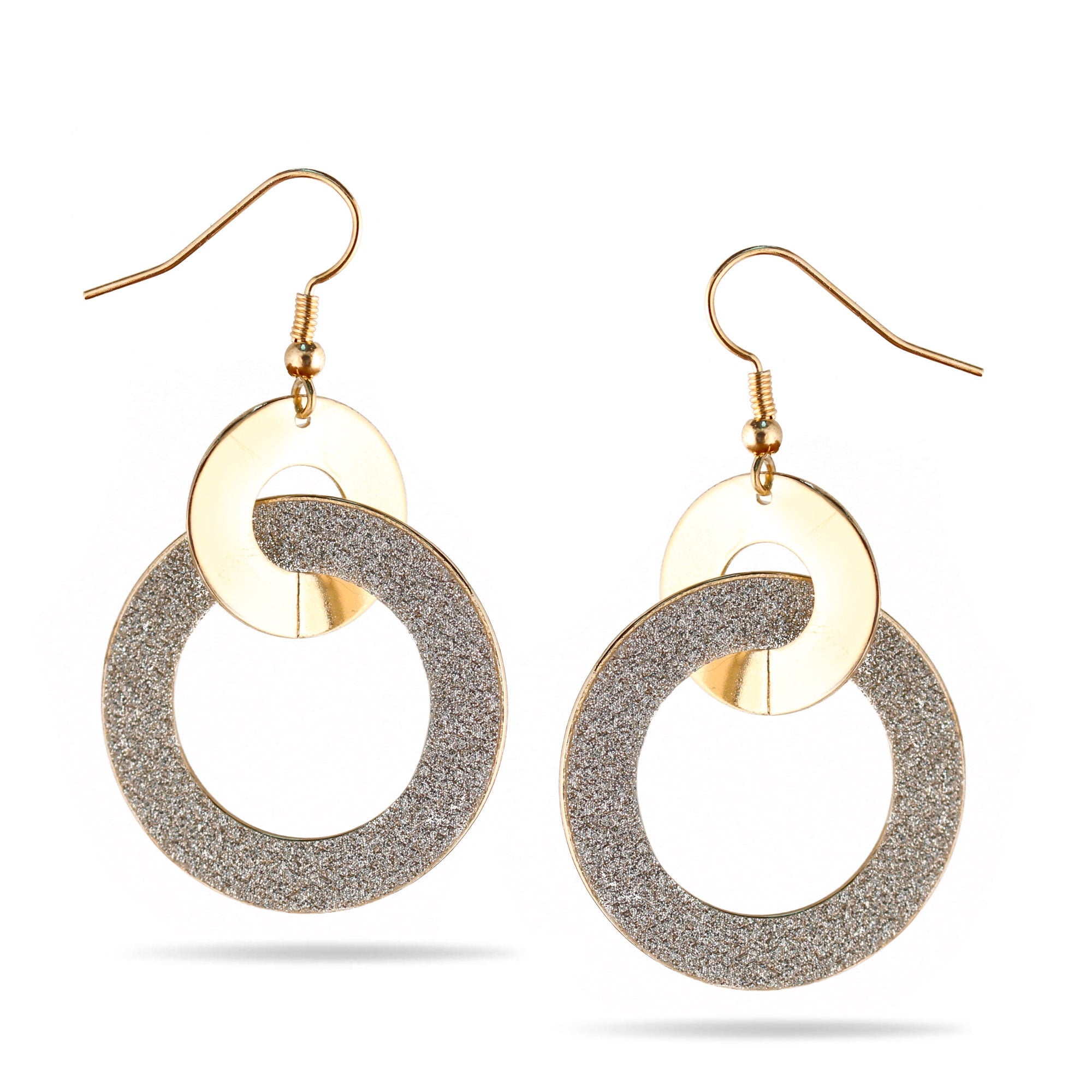 GOLD INTER LOCK GLITTER EARRING#SQGN112912