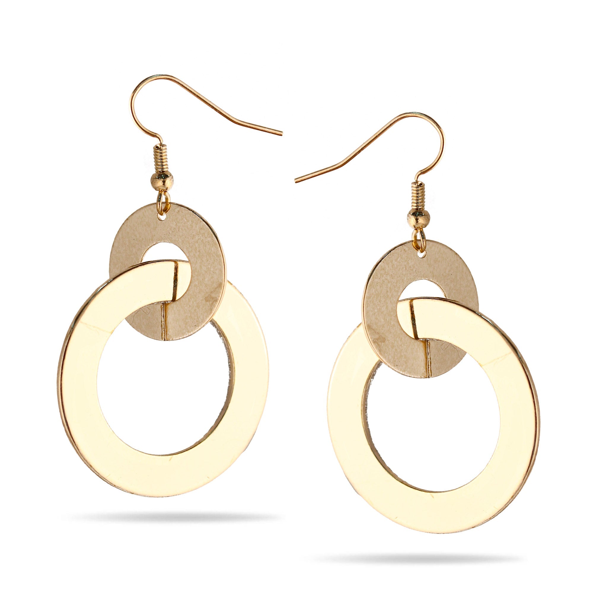 GOLD INTER LOCK GLITTER EARRING#SQGN112912