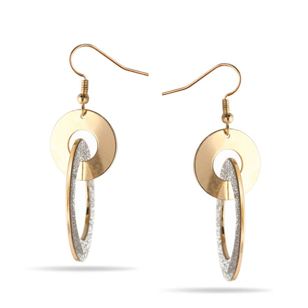 GOLD INTER LOCK GLITTER EARRING#SQGN112912