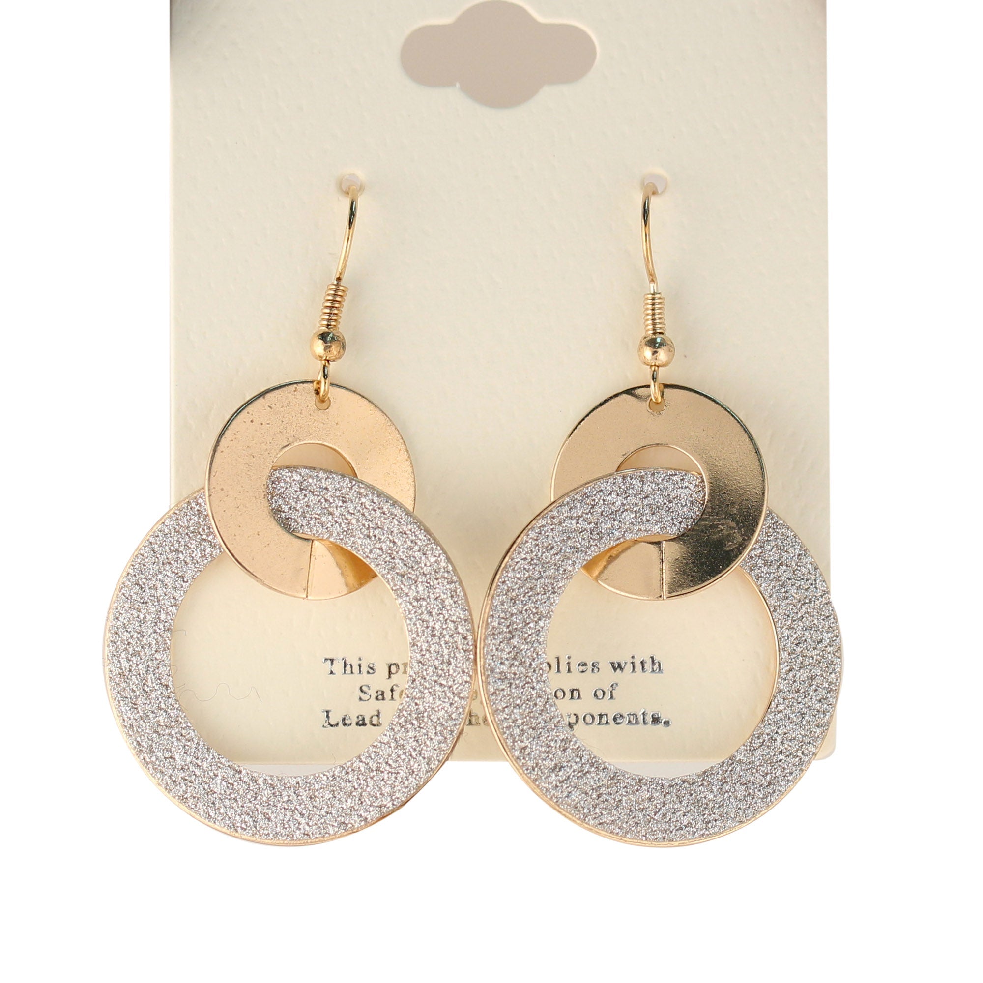 GOLD INTER LOCK GLITTER EARRING#SQGN112912