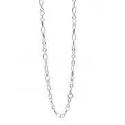 SILVER LINK CHAIN LONG NECKLACE#SQGN20010301S (IH15)