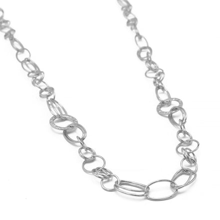 SILVER LINK CHAIN LONG NECKLACE#SQGN20010301S (IH15)