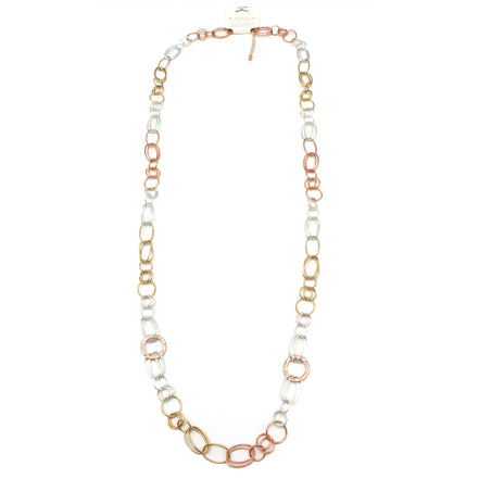 TRI TONE LINK CHAIN LONG NECKLACE#SQGN20010301TR (LINE BA18)