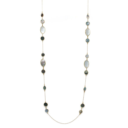 GOLD ABALONE AND MOTHER OF PEARL LONG CHAIN NECKLACE #SQGN20010319AB