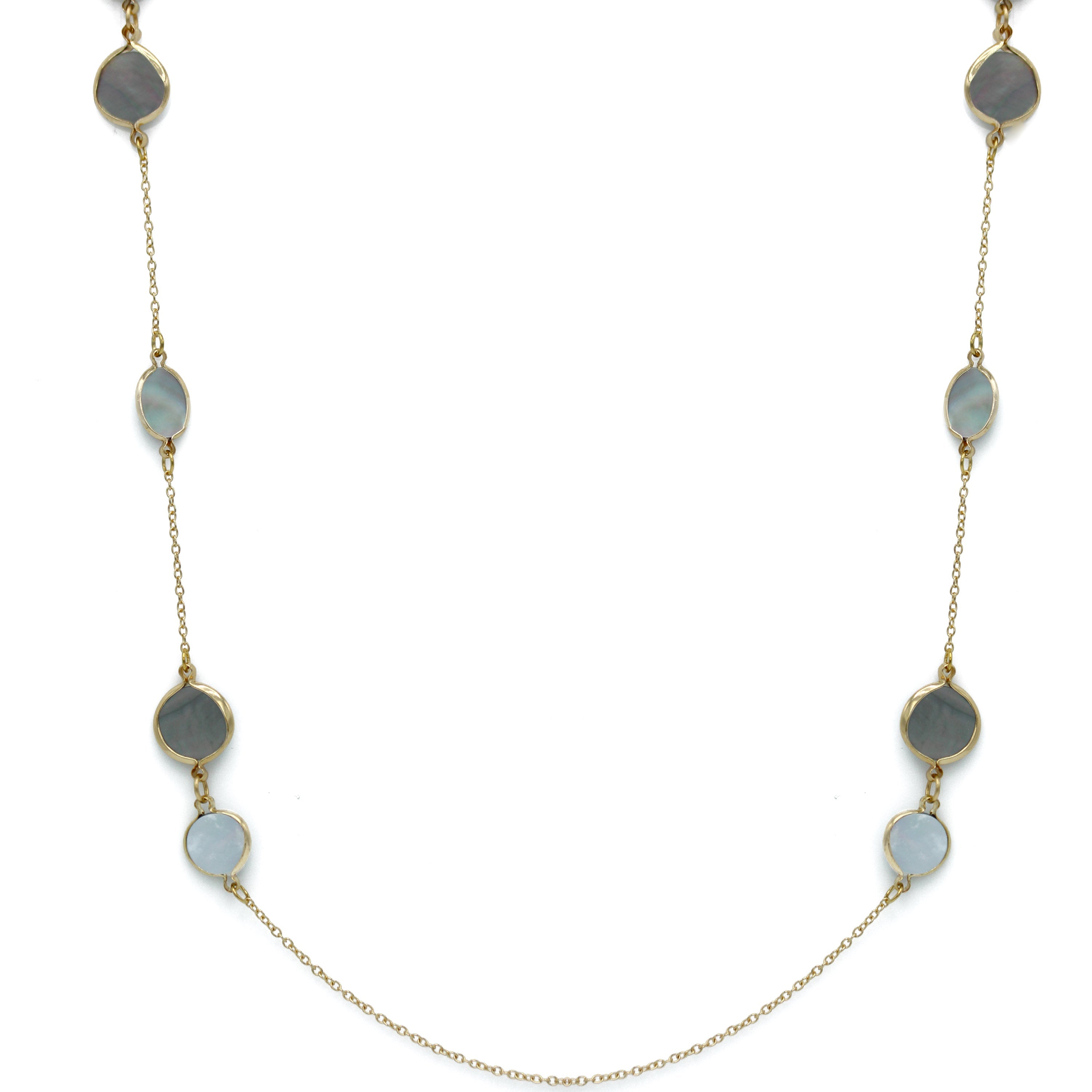GOLD ABALONE AND MOTHER OF PEARL LONG CHAIN NECKLACE #SQGN20010319AB