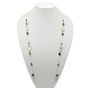 GOLD ABALONE AND MOTHER OF PEARL LONG CHAIN NECKLACE #SQGN20010319AB