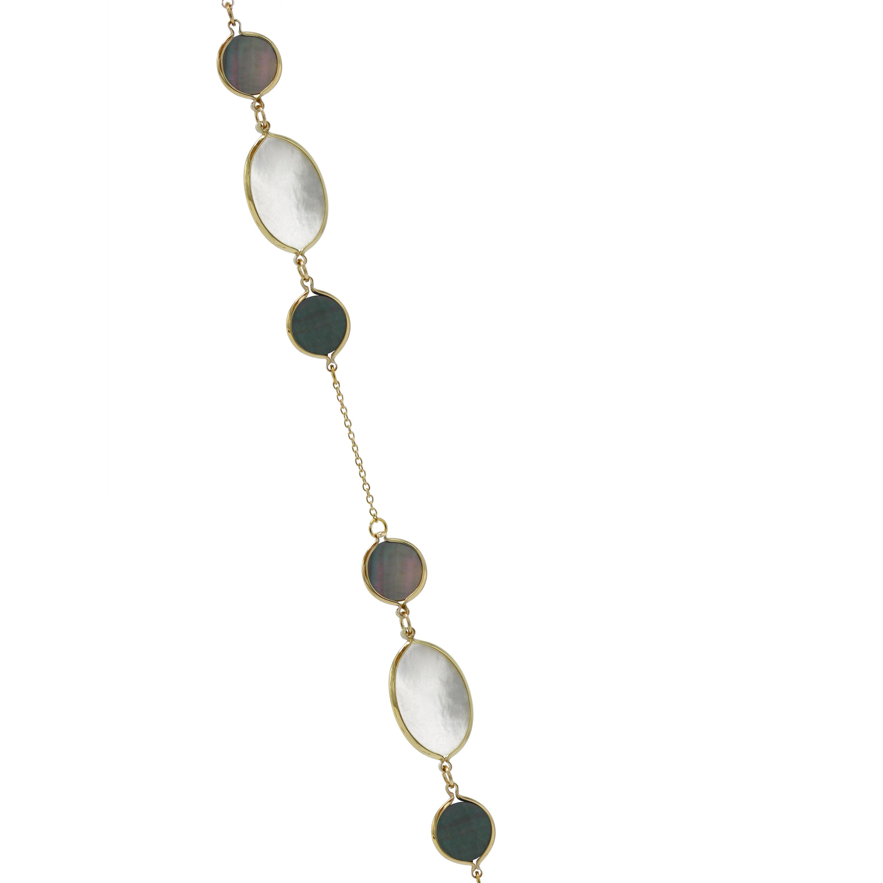 GOLD ABALONE AND MOTHER OF PEARL LONG CHAIN NECKLACE #SQGN20010319AB
