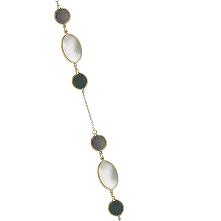 GOLD ABALONE AND MOTHER OF PEARL LONG CHAIN NECKLACE #SQGN20010319AB