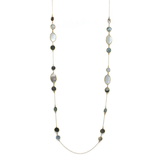 GOLD ABALONE AND MOTHER OF PEARL LONG CHAIN NECKLACE #SQGN20010319AB
