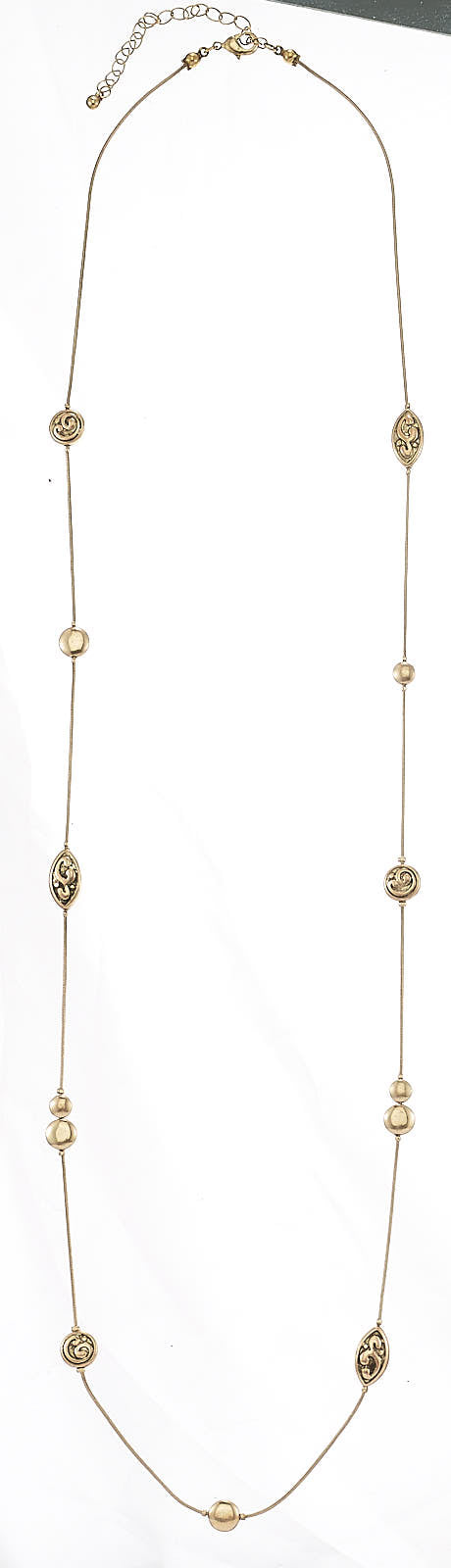 HNN90140 Long round and oval shape beaded necklace (IH9)