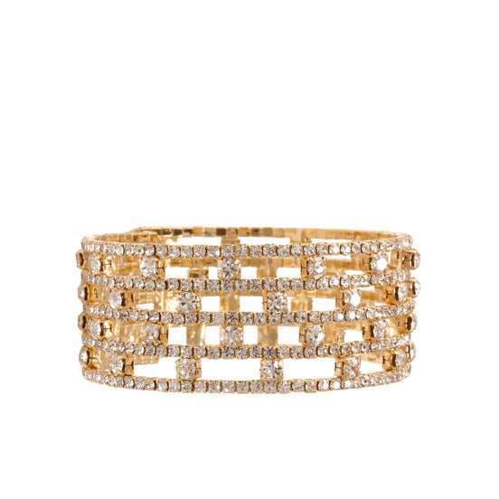 GOLD CRYSTAL COIL MEMORY WIRE BRACELET SWY-18156G(KNG4)