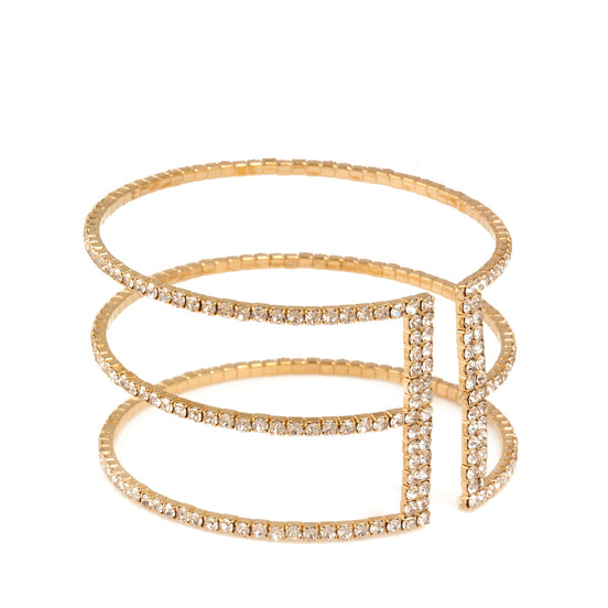GOLD CRYSTAL COIL MEMORY WIRE BRACELET SWY-18159G(KNE-F4)