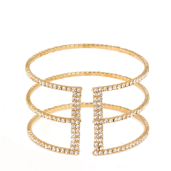 GOLD CRYSTAL COIL MEMORY WIRE BRACELET SWY-18159G(KNE-F4)