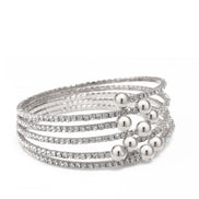 SILVER CRYSTAL COIL MEMORY WIRE BRACELET SWY-18160S(KND2)