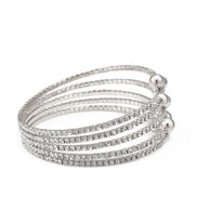 SILVER CRYSTAL COIL MEMORY WIRE BRACELET SWY-18160S(KND2)
