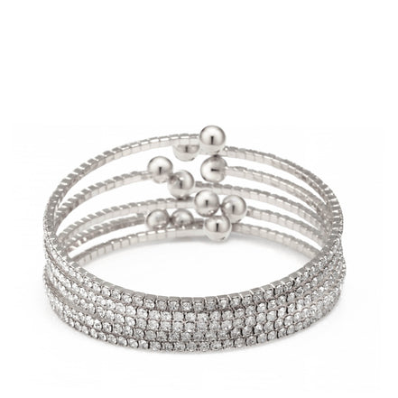 SILVER CRYSTAL COIL MEMORY WIRE BRACELET SWY-18160S(KND2)