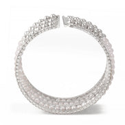 SILVER CRYSTAL AND PEARL COIL MEMORY WIRE BRACELET SWY-18163S (KNC3)