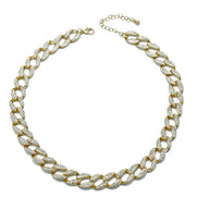 GOLD PAVE CRYSTAL FLAT CURB CHAIN  STATEMENT NECKLACE #HNN90453-1GD