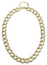 GOLD PAVE CRYSTAL FLAT CURB CHAIN  STATEMENT NECKLACE #HNN90453-1GD