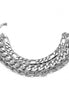 Silver Multi-Layer Curb Chain Bracelet – Adjustable Chunky Statement Wrist wear# HNB90425-1SL (XD16)