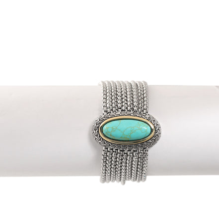 TURQUOISE TWO TONE MULTI STRANDS BRACELET 93013BR-TRQ