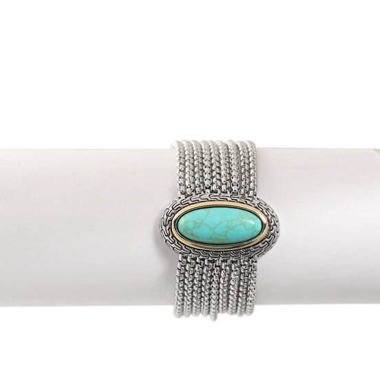 TURQUOISE TWO TONE MULTI STRANDS BRACELET 93013BR-TRQ