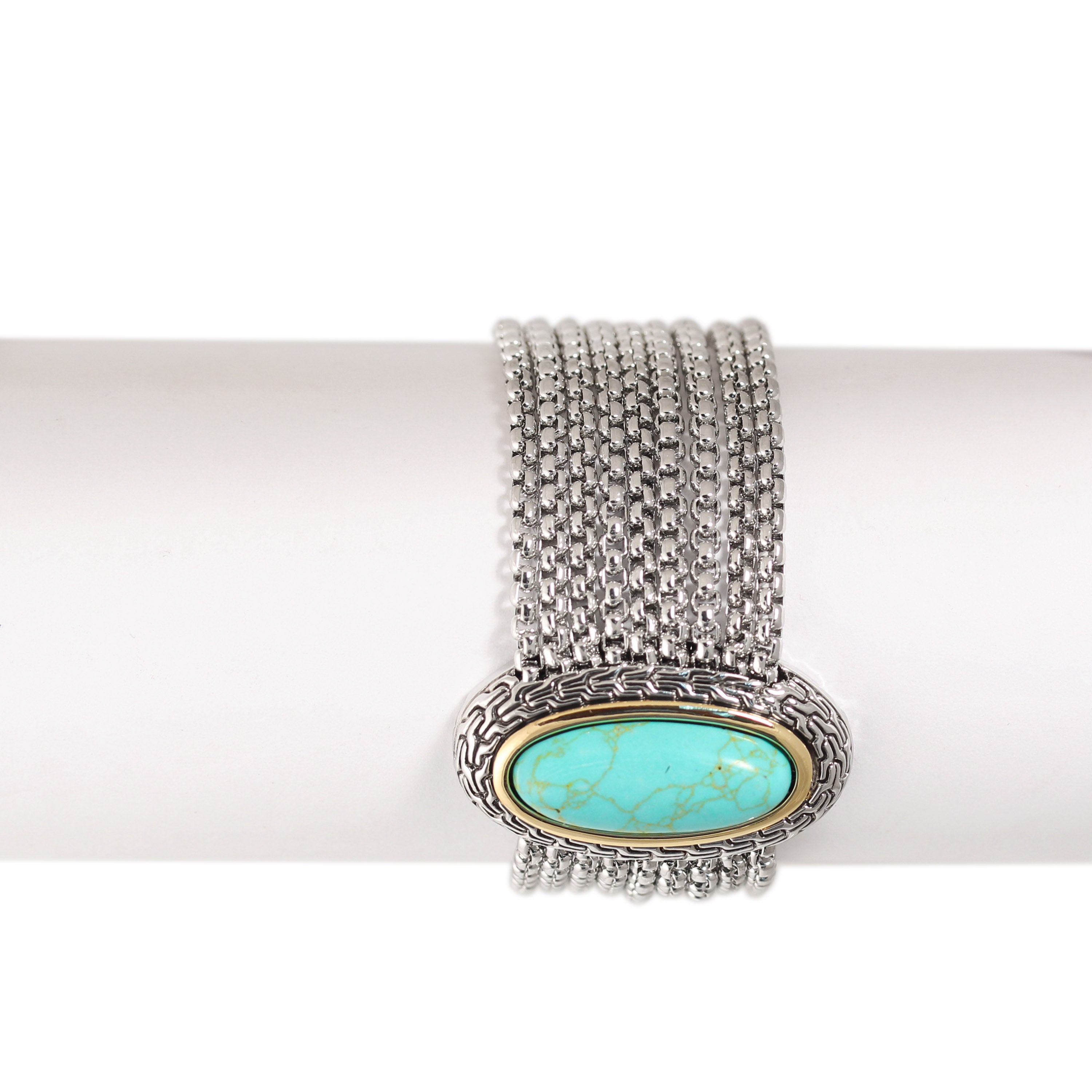 TURQUOISE TWO TONE MULTI STRANDS BRACELET 93013BR-TRQ