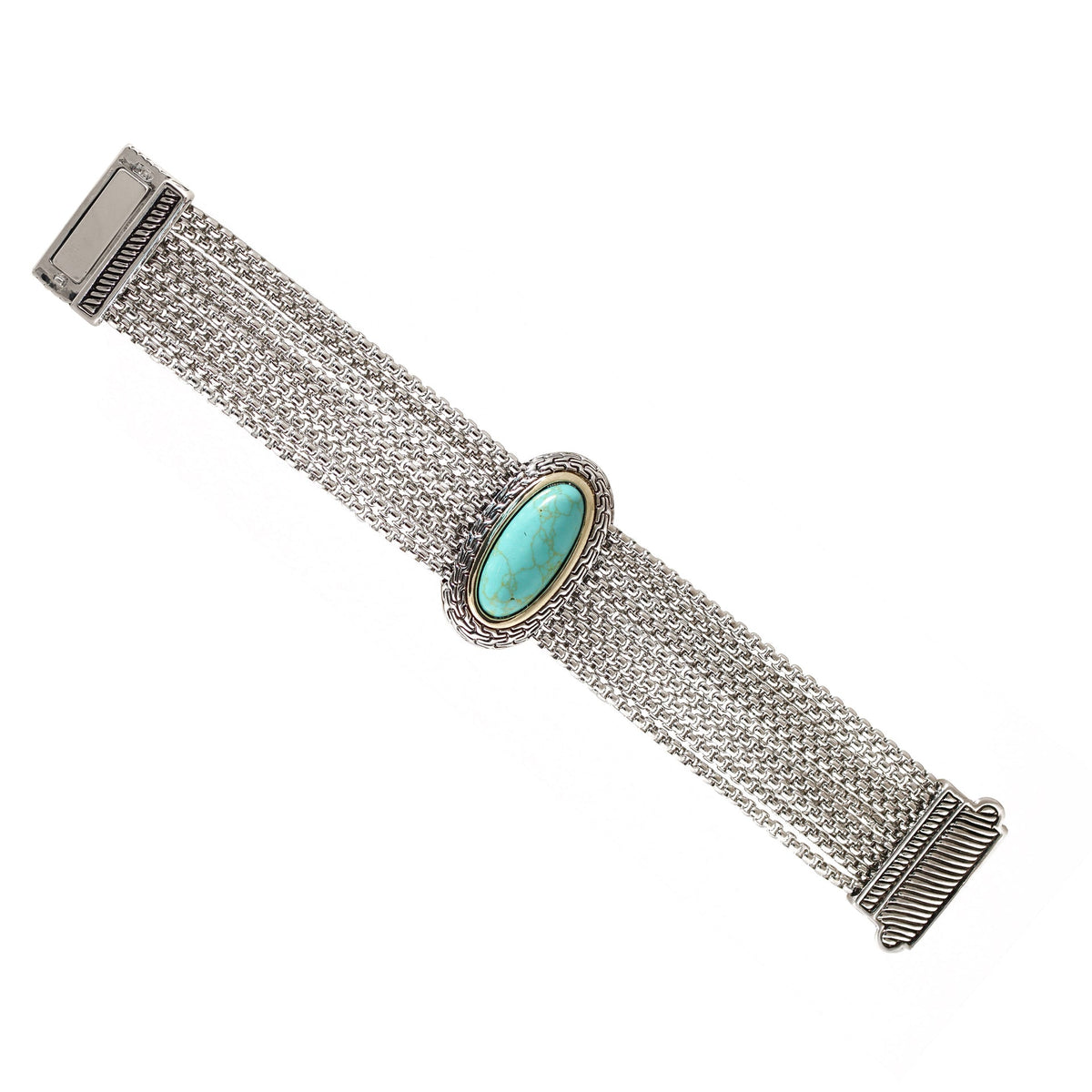 TURQUOISE TWO TONE MULTI STRANDS BRACELET 93013BR-TRQ
