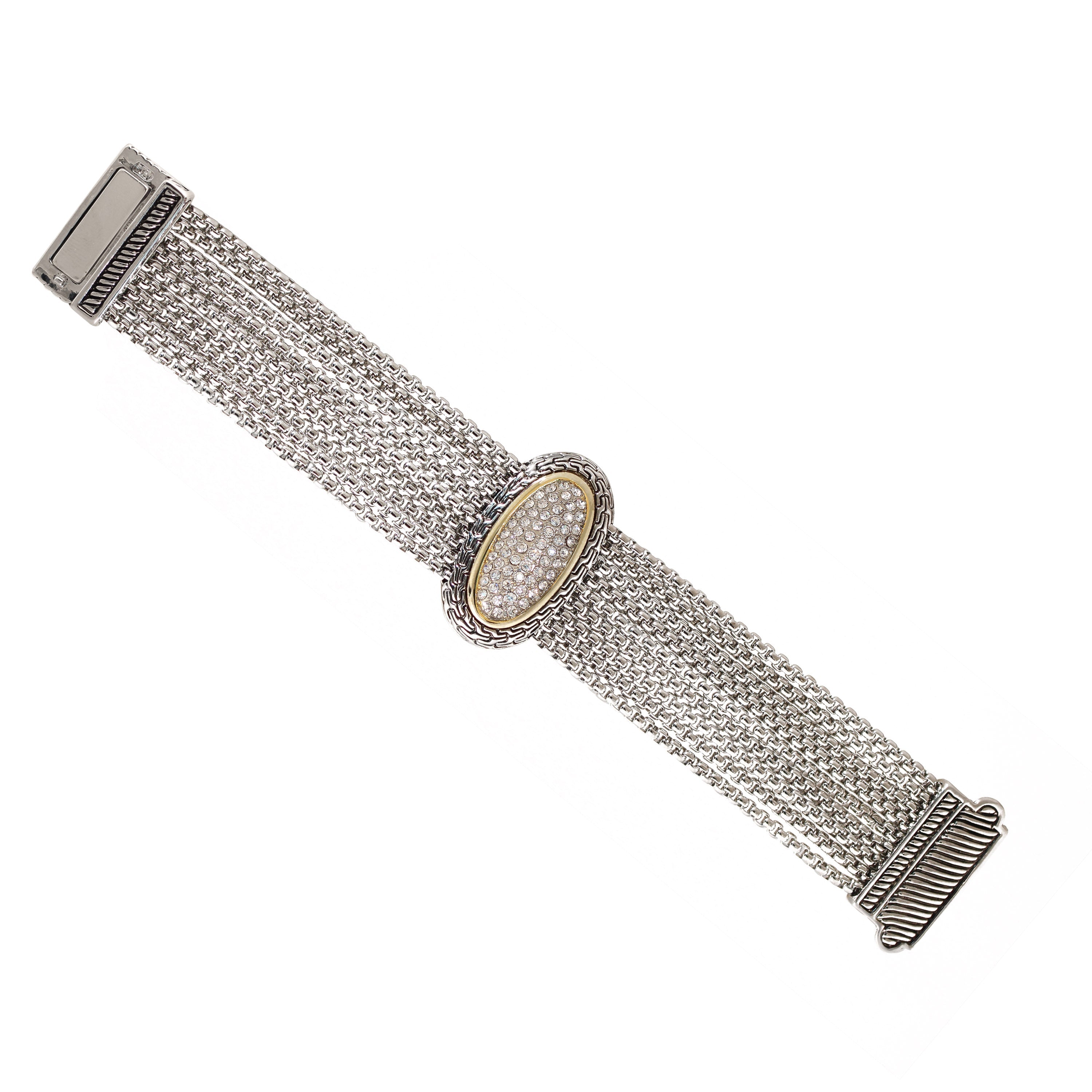 TWO TONE MULTI STRANDS PAVE CRYSTAL BRACELET 93013BR-TT