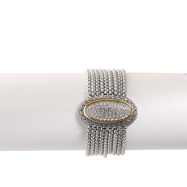 TWO TONE MULTI STRANDS PAVE CRYSTAL BRACELET 93013BR-TT