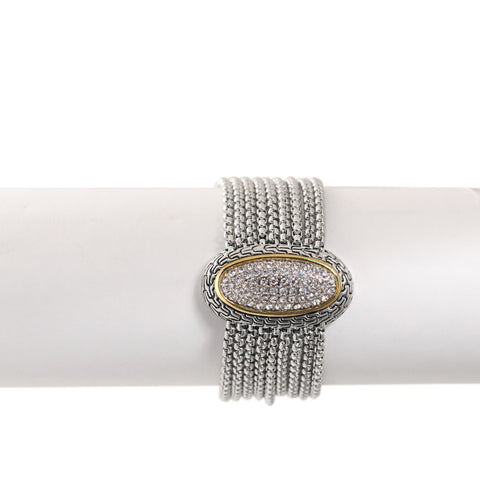 TWO TONE MULTI STRANDS PAVE CRYSTAL BRACELET 93013BR-TT