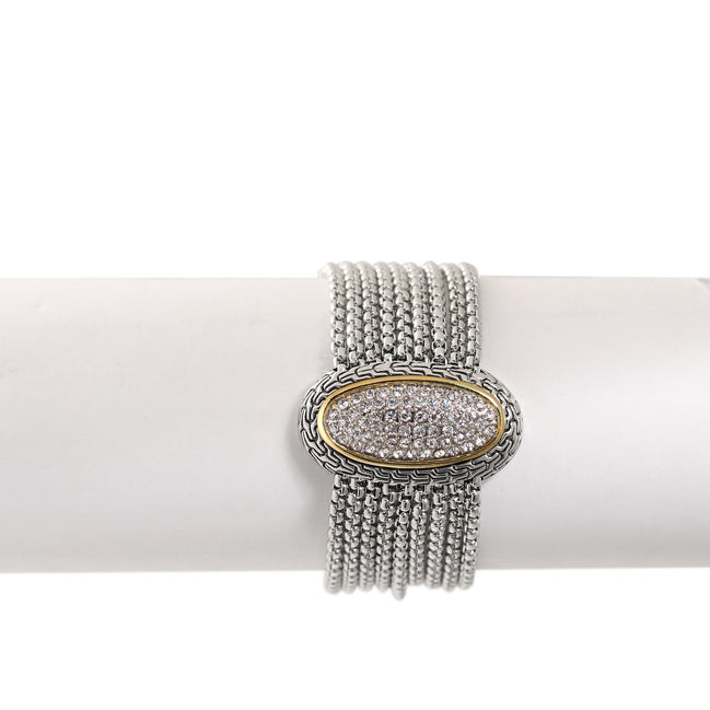 TWO TONE MULTI STRANDS PAVE CRYSTAL BRACELET 93013BR-TT