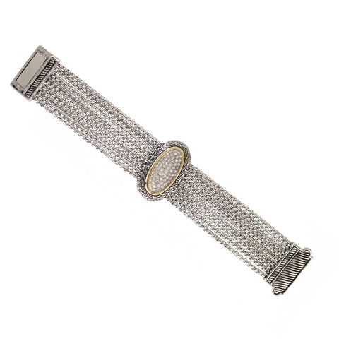 TWO TONE MULTI STRANDS PAVE CRYSTAL BRACELET 93013BR-TT