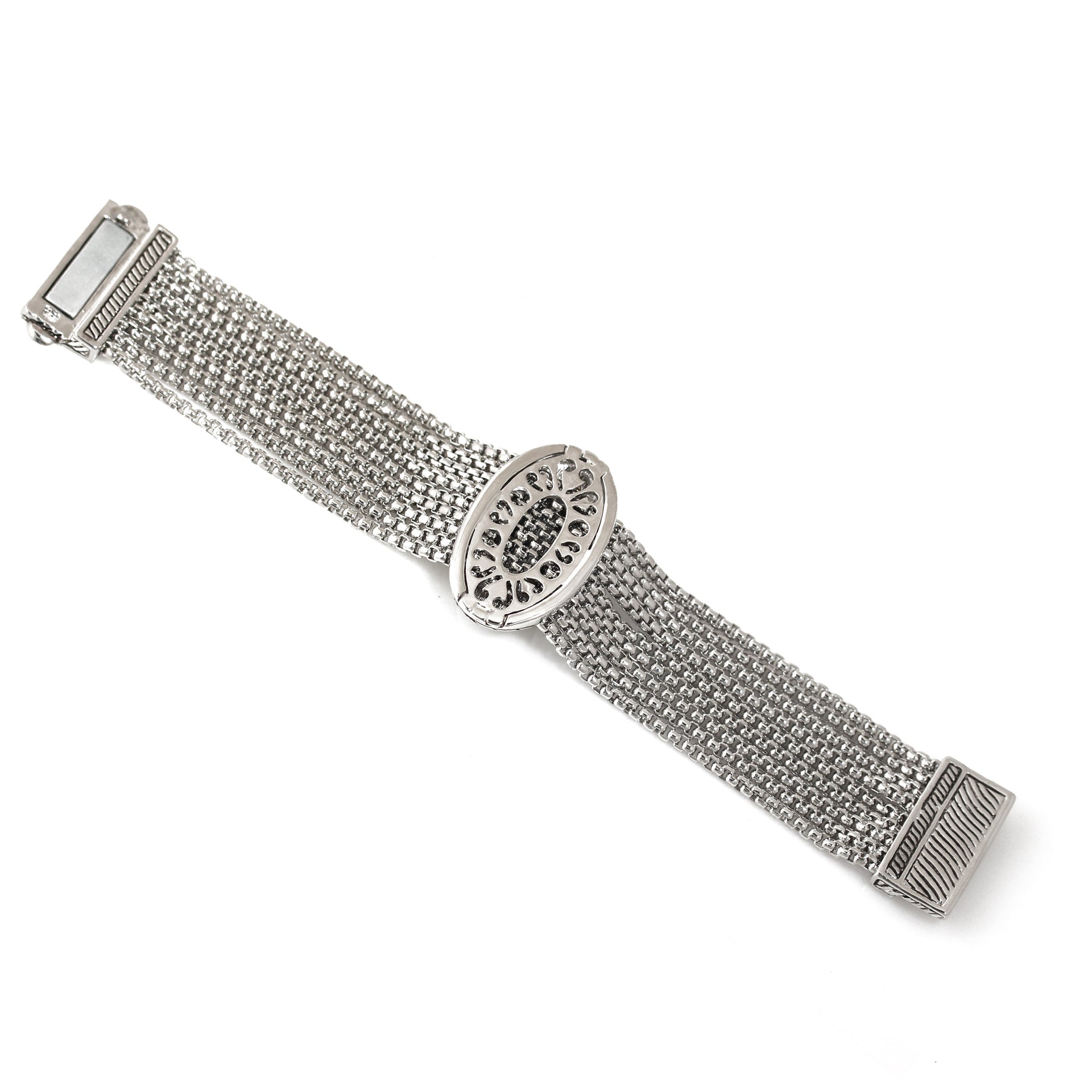 TWO TONE MULTI STRANDS PAVE CRYSTAL BRACELET 93013BR-TT
