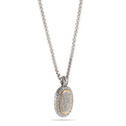 TWO TONE PAVE CRYSTAL ENGRAVED PENDANT NECKLACE 93013EH-TT