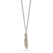 TWO TONE PAVE CRYSTAL ENGRAVED PENDANT NECKLACE 93013EH-TT
