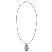 TWO TONE PAVE CRYSTAL ENGRAVED PENDANT NECKLACE 93013EH-TT