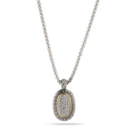 TWO TONE PAVE CRYSTAL ENGRAVED PENDANT NECKLACE 93013EH-TT