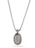 TWO TONE PAVE CRYSTAL ENGRAVED PENDANT NECKLACE 93013EH-TT