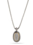 TWO TONE PAVE CRYSTAL ENGRAVED PENDANT NECKLACE 93013EH-TT