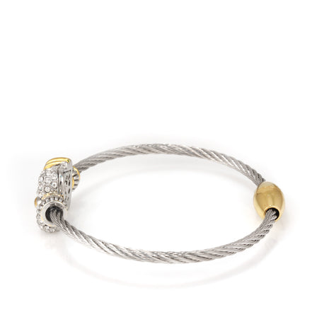 TWO TONE PAVE CRYSTAL CLASSIC CABLE BRACELET 93087BR-TTP(FA26)