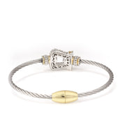TWO TONE PAVE CRYSTAL CLASSIC CABLE BRACELET 93087BR-TTP(FA26)