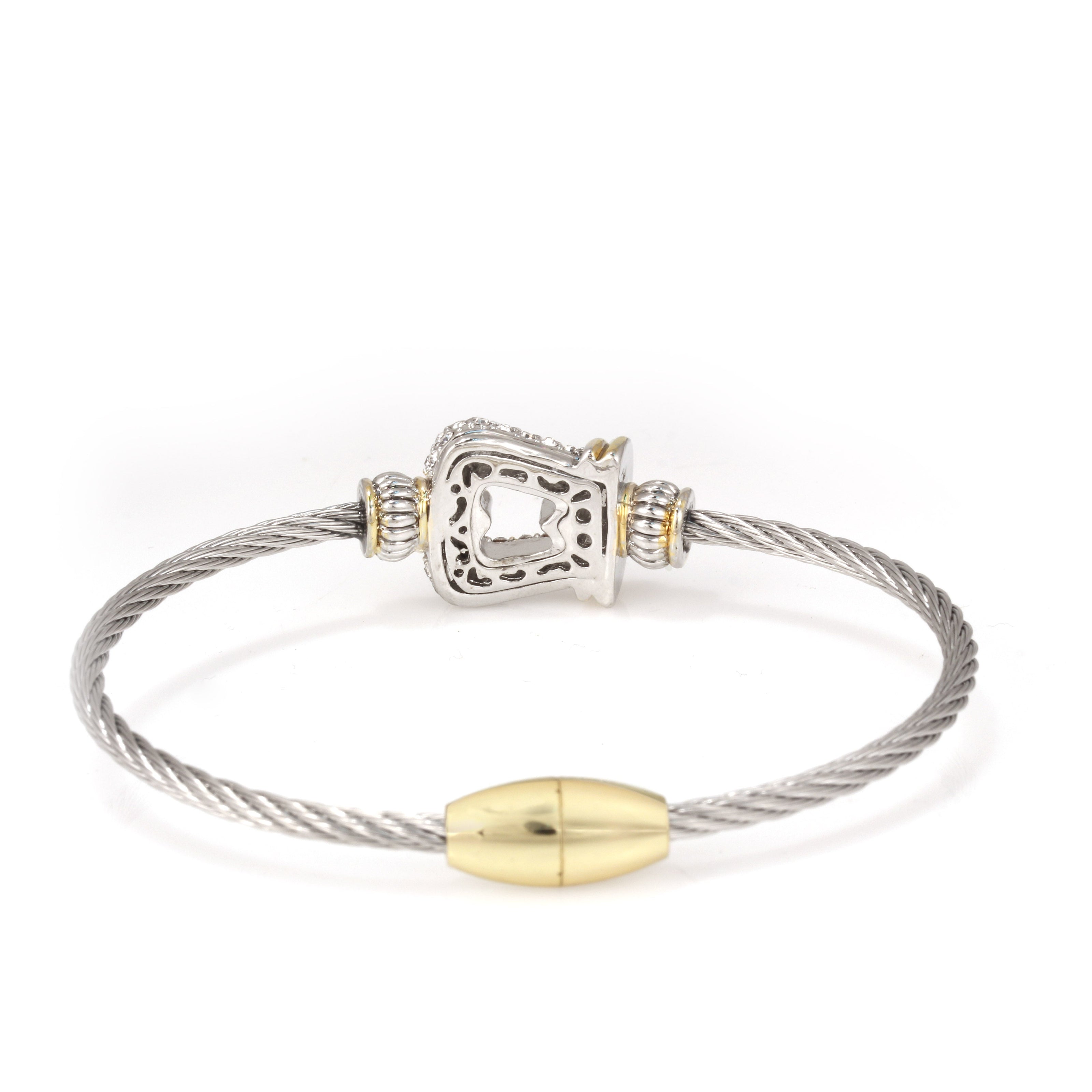 TWO TONE PAVE CRYSTAL CLASSIC CABLE BRACELET 93087BR-TTP(FA26)