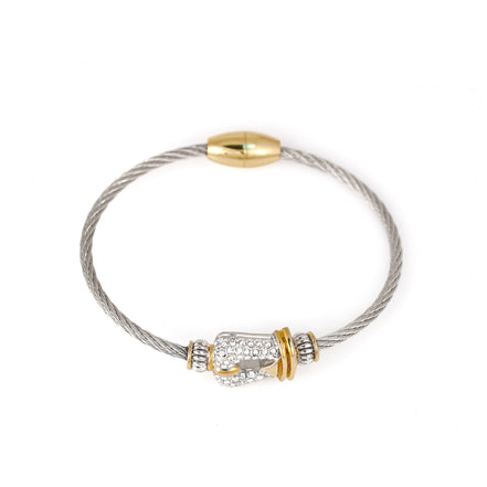 TWO TONE PAVE CRYSTAL CLASSIC CABLE BRACELET 93087BR-TTP(FA26)