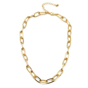 Gold Rectangle Link Chain Necklace #HNN90529GD(HE9)