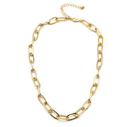 Gold Rectangle Link Chain Necklace #HNN90529GD(HE9)