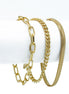 GOLD THREE ROW CHAIN BRACELET #HNB90463GD