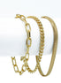 GOLD THREE ROW CHAIN BRACELET #HNB90463GD