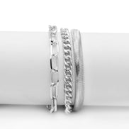 SILVER THREE ROW CHAIN BRACELET#HNB90463SL